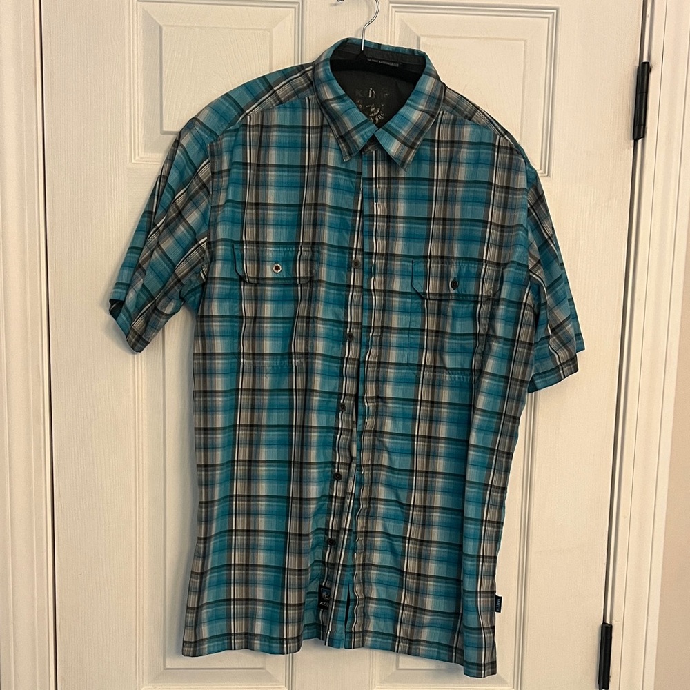 Kuhl Teal and Gray Plaid Men's Shirt